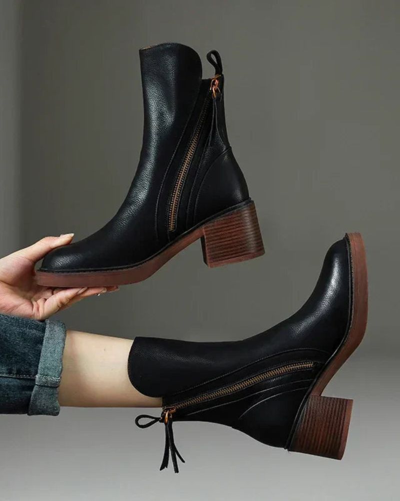 Pernelle | Square Heel Leather Boots