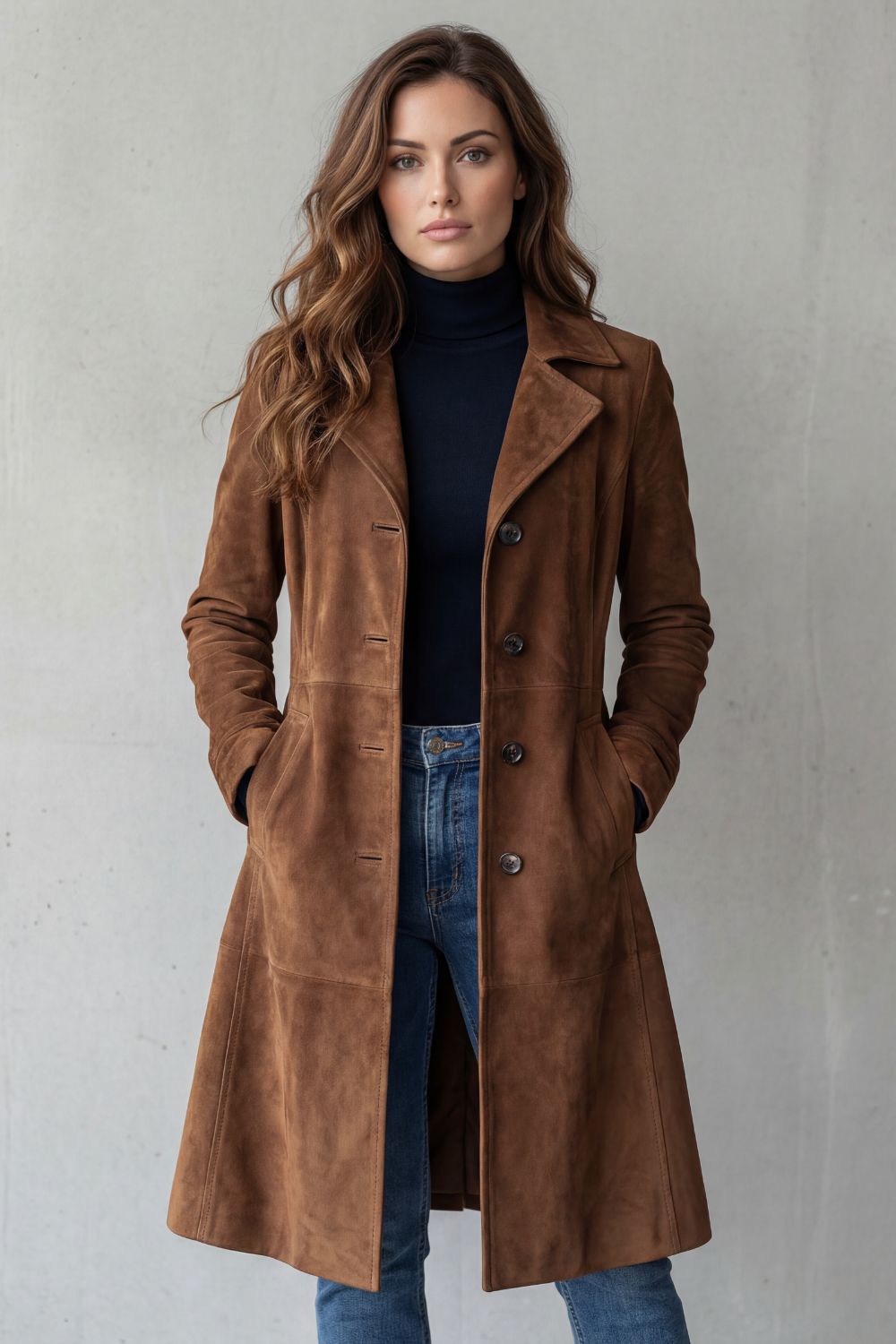 Disa | Long Vintage Suede-Finish Coat