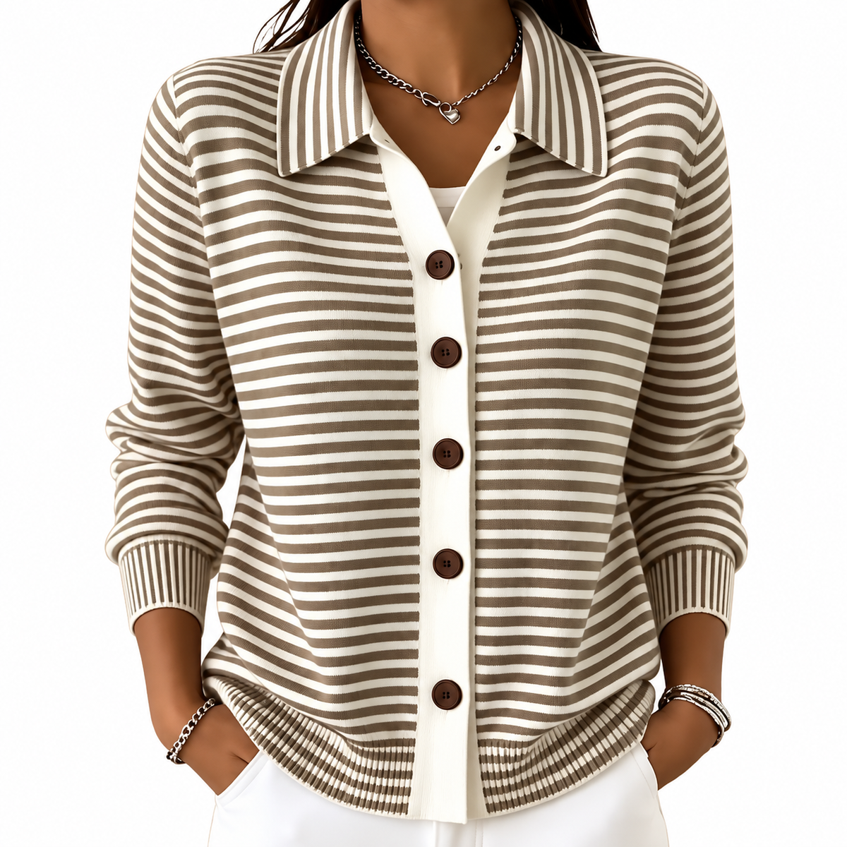 Nola™ Striped Button Cardigan