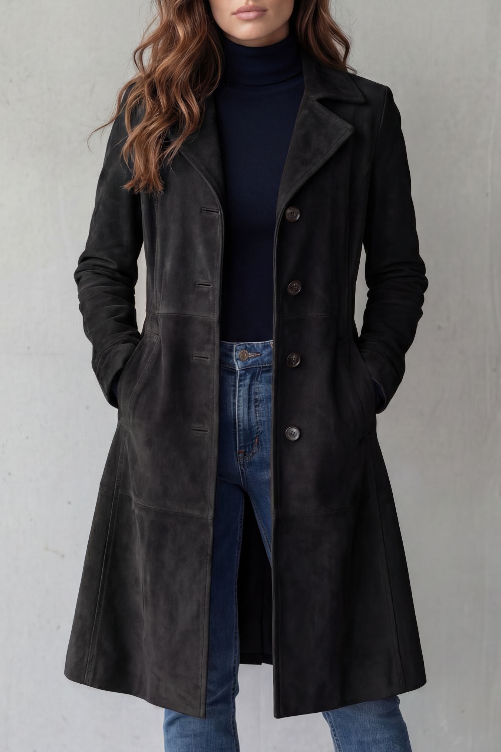 Disa | Long Vintage Suede-Finish Coat