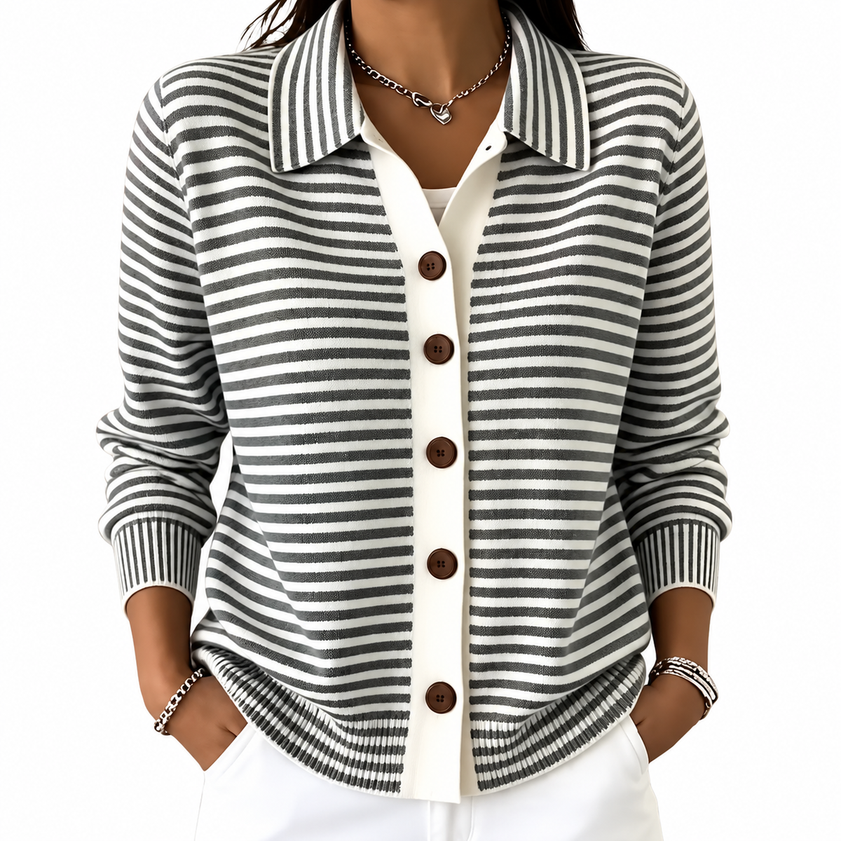 Nola™ Striped Button Cardigan