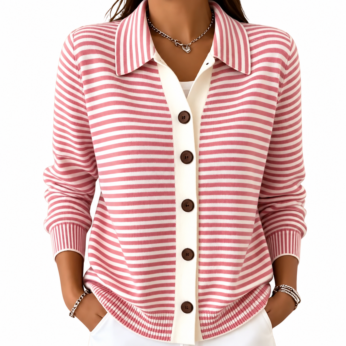 Nola™ Striped Button Cardigan