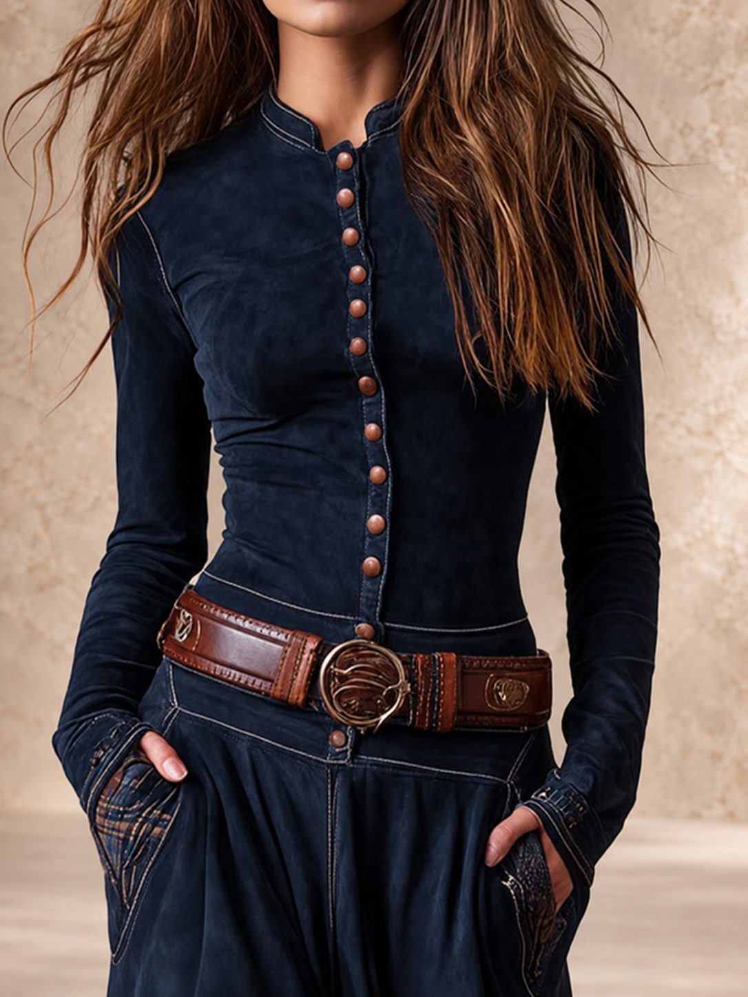 HELENA IVY | WINTER NIGHT SUEDE MAXI DRESS WITH BELT