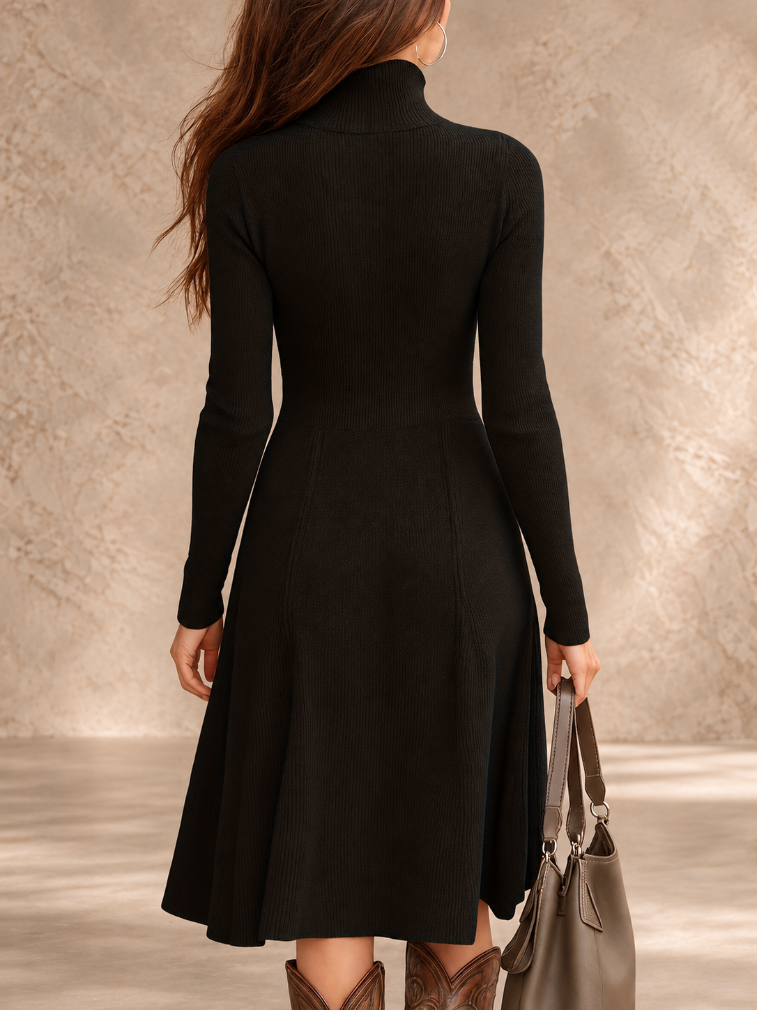 ZINNIA | ZIPPERED LONG SLEEVE DRESS WITH STRETCH FABRIC