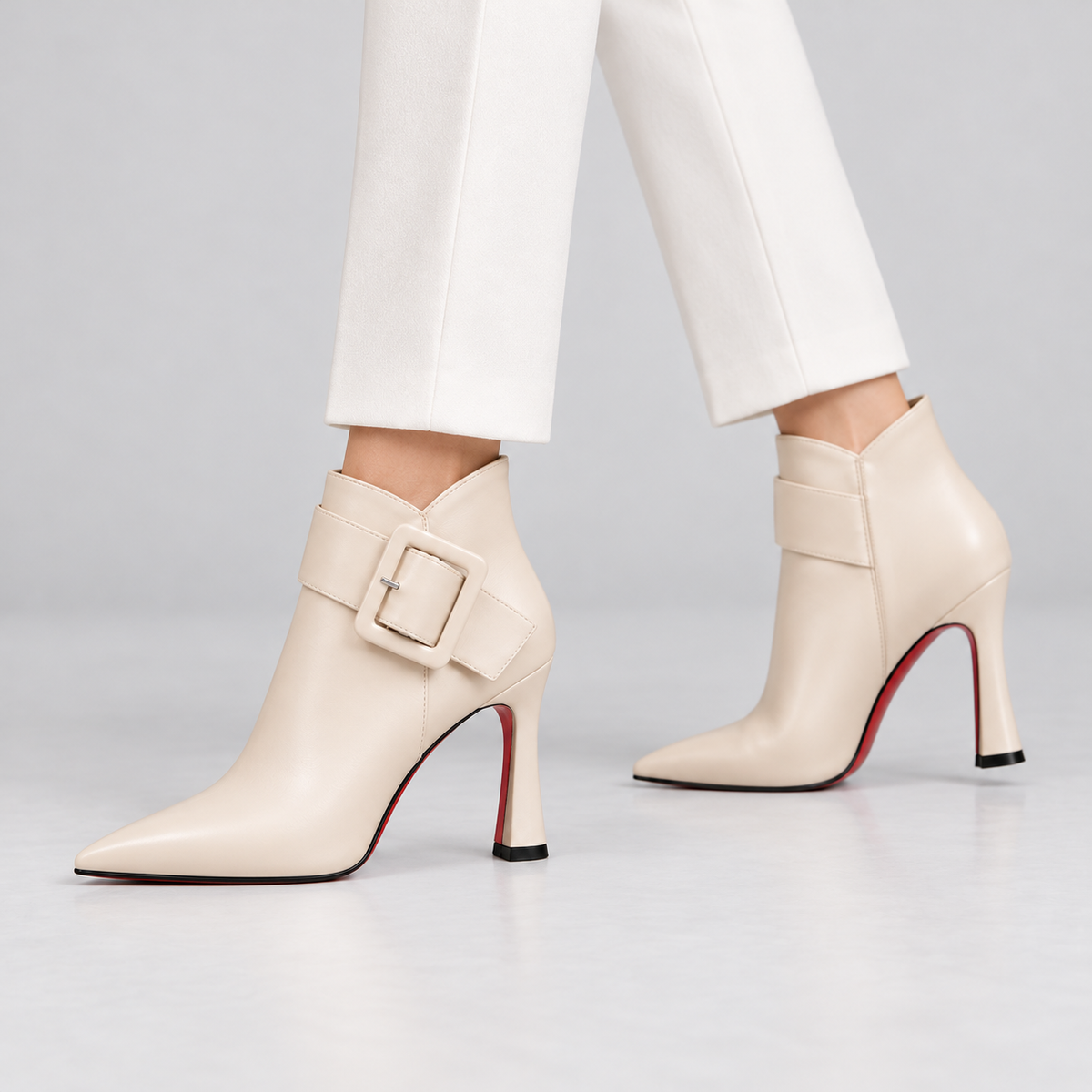 Raina - Leather Buckle Ankle Boots