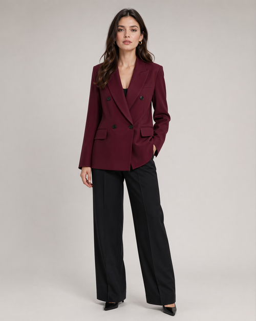 Burgundy Blazer – Tailored Oxblood Single-Button Jacket
