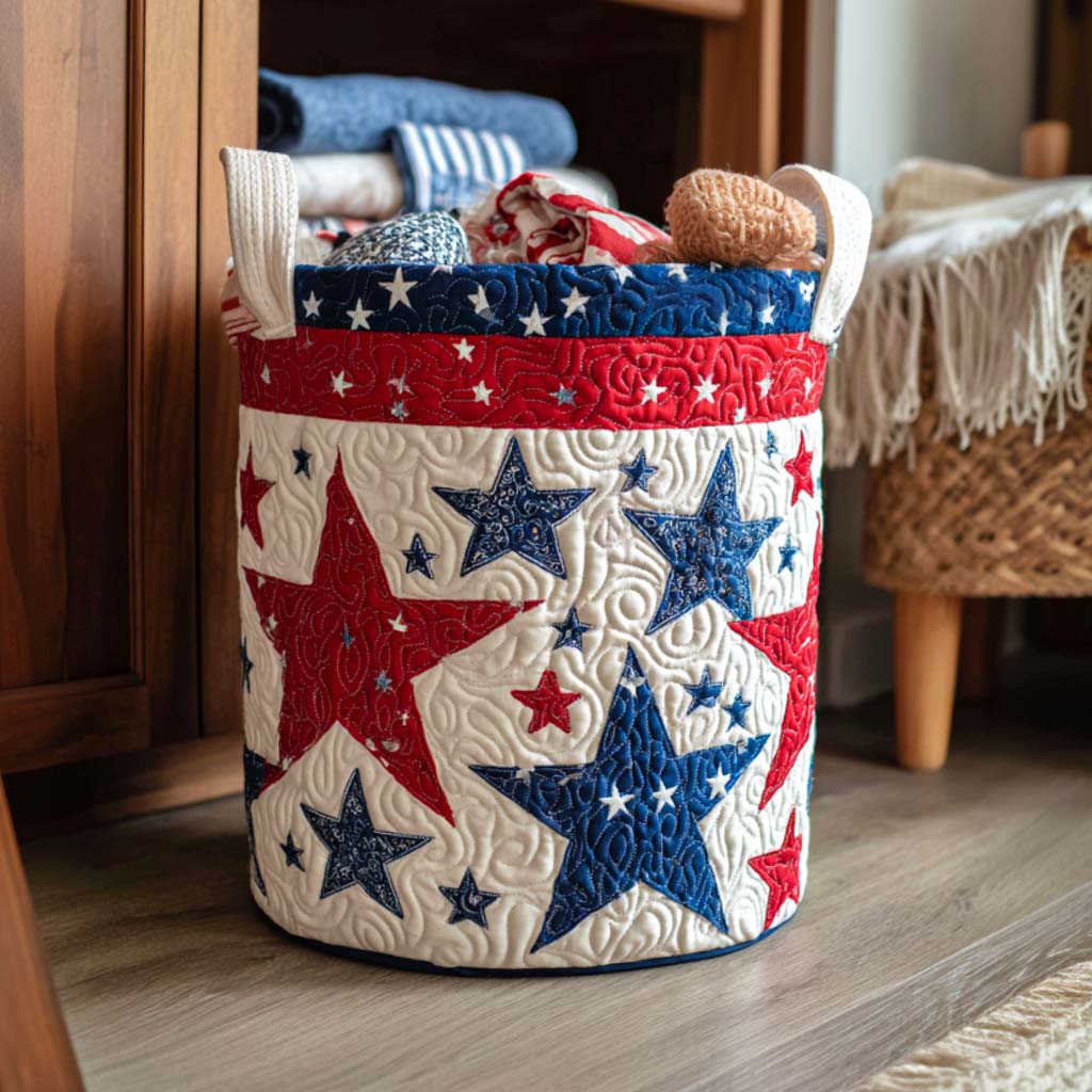 STARHAVEN | QUILTED PATRIOTIC STAR STORAGE BASKET