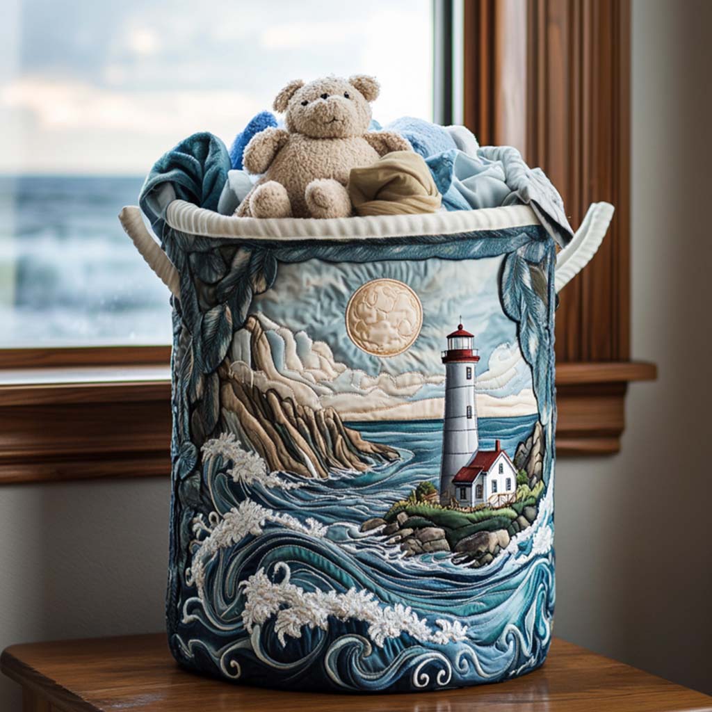 MOONLIGHT | QUILTED COASTAL LIGHTHOUSE STORAGE BASKET