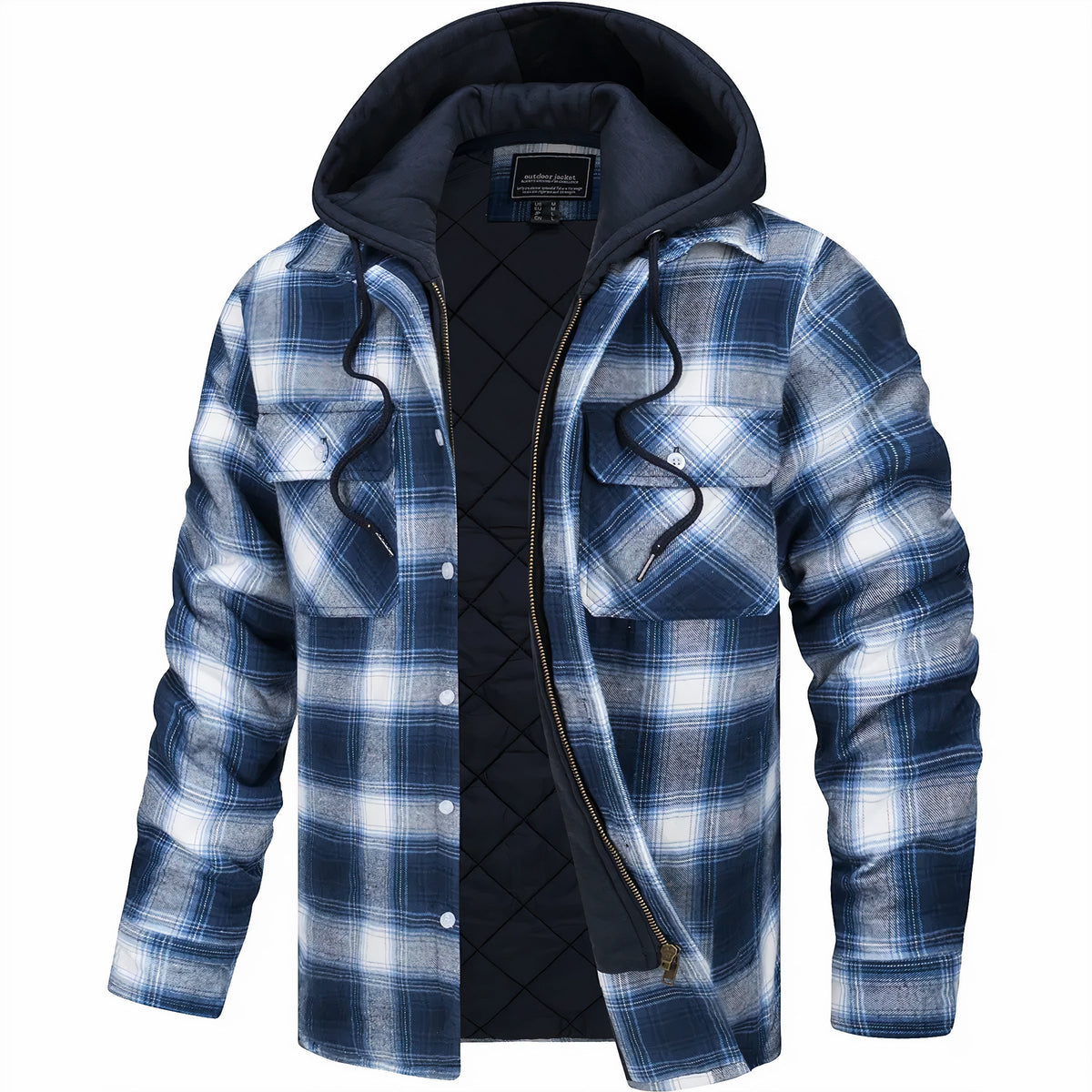 Timothy™ | Warm Quilt-Lined Plaid Flannel Hooded Jacket